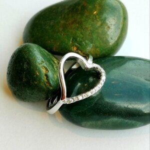 Open Heart ring sterling silver cz size 7 🆕